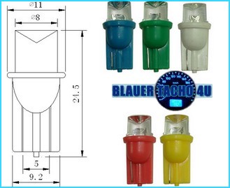 10STÜCK LED Standlichter KONKAV LEDs weiß blau rot gelb o grün T10 w5w ba9s T4W - Bild 2 von 3