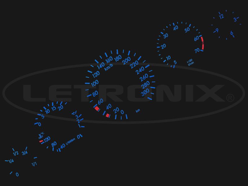 1x EL Racing Dash Mercedes W129 W140 0300Km h 7000RPM 1x EL Racing Dash Mercedes W129 W140 0300Km h 7000RPM