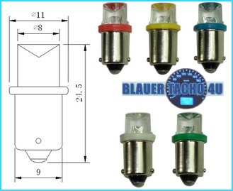 10STÜCK LED Standlichter KONKAV LEDs weiß blau rot gelb o grün T10 w5w ba9s T4W - Bild 3 von 3