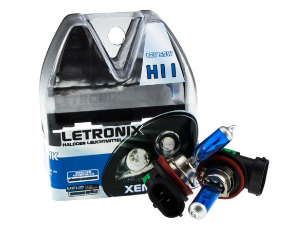 LETRONIX H11 12V 55W Halogen Leuchtmittel 8500K Xenon Gas Ultra White