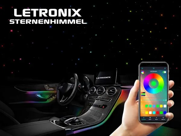 LETRONIX RGB LED Sternenhimmel 6er Set mit 610 Sternen/Fasern und App Steuerung