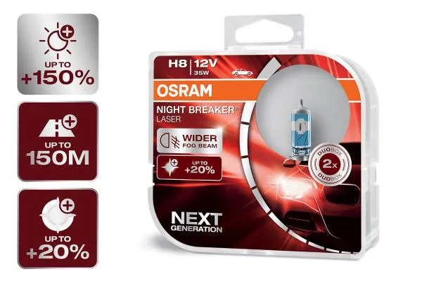 OSRAM Night Breaker LASER (Next Generation 2018) +150% H8 Lampen DuoBox