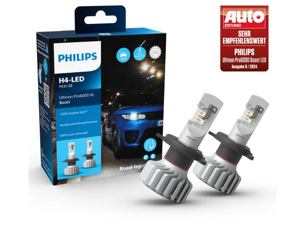 Philips Ultinon Pro6000 Boost H4 LED Abblendlicht + Fernlicht +300% - 11342U60BX2