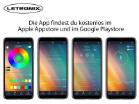 Preview: LETRONIX RGB LED Instrumentenbeleuchtung 4er Set mit Bluetooth App Steuerung