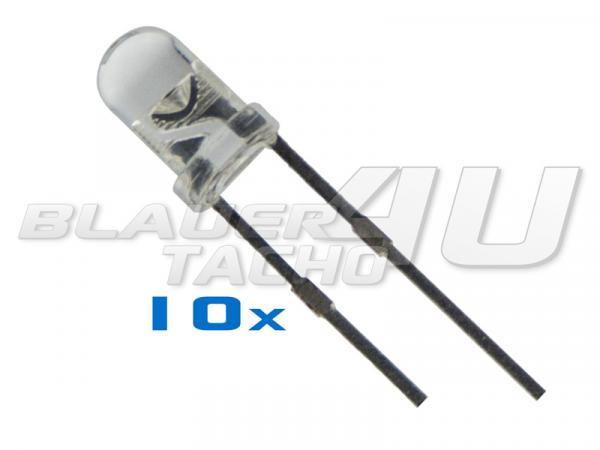 10 superhelle Blaue LEDs 3mm 6000mcd inklusive Widerstände