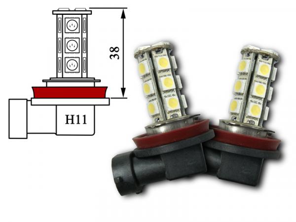 2x H11 18x 5050 SMD LEDs Leuchtmittel Xenon Weiß 6000K