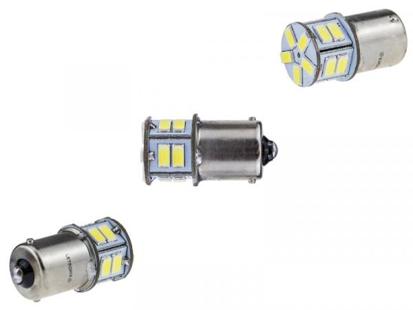 15 SMD 5630 12V LED Leuchtmittel Ba15s R10W Weiß oder Rot