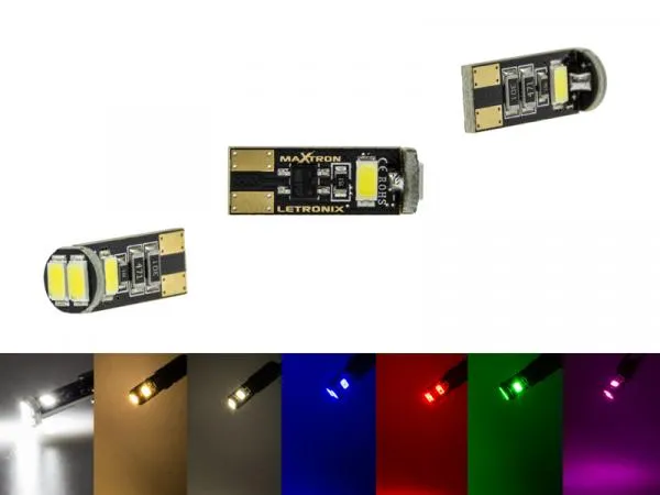 MaXtron® 4x SMD 5730 CAN-Bus LED 200LM w5w T10 Glassockel 12 Volt