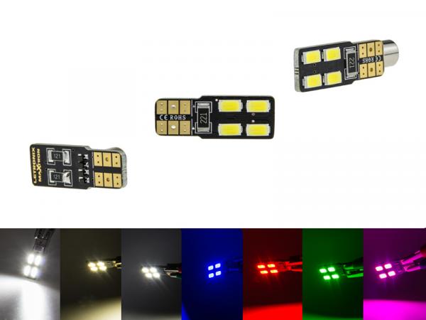 MaXtron® 4x SMD 5730 CAN-Bus LED Side 200LM w5w T10 Glassockel 12 Volt