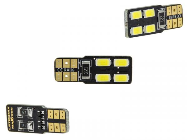 MaXtron® 4x SMD 5730 CAN-Bus LED Side 200LM w5w T10 Glassockel 12 Volt