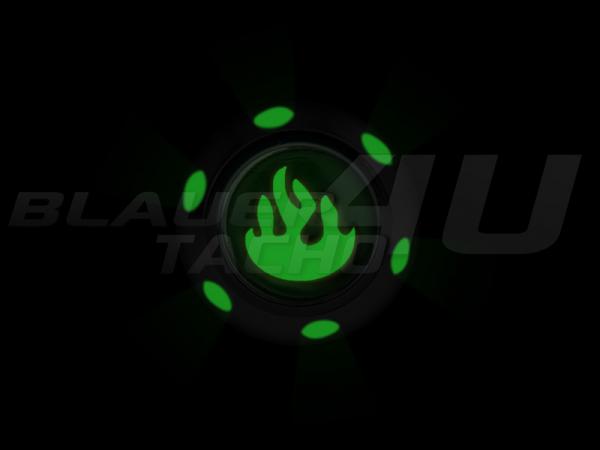 Preview: Led Chrom Zigarettenanzünder Grün beleuchtete Flammen