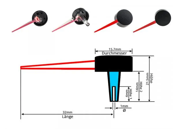 32mm LETRONIX Tachonadel Tachozeiger Tacho Zeiger Nadel in Rot Design 3