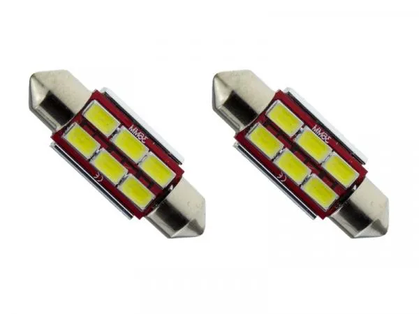 LED Kennzeichenbeleuchtung 2x C5W 36mm 6x5630 LED Soffitte weiß CAN-Bus