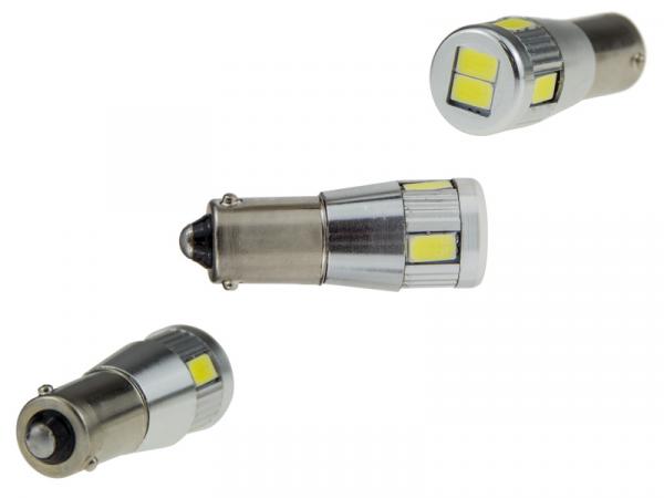 6 SMD 5630 LED Leuchtmittel BaX9s H6W Can-Bus Weiß 6000K Silber