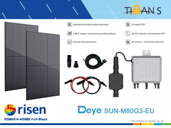 Deye Mikro-Wechselrichter 800W SUN-M80G3-EU-Q0 WIFI mit NS-Schutzgerät