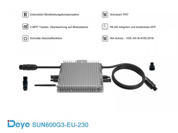 Deye SUN-600G3-EU-230 Mikrowechselrichter 600W inkl. WLAN Mikro-Wechselrichter