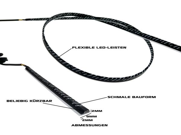 Preview: LETRONIX 30cm Full LED Leiste Einfarbig 12V Ambientebeleuchtung Farbauswahl