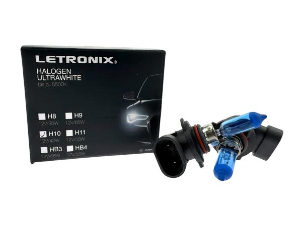 LETRONIX H10 12V 42W Halogen Leuchtmittel 8500K Xenon Gas Ultra White