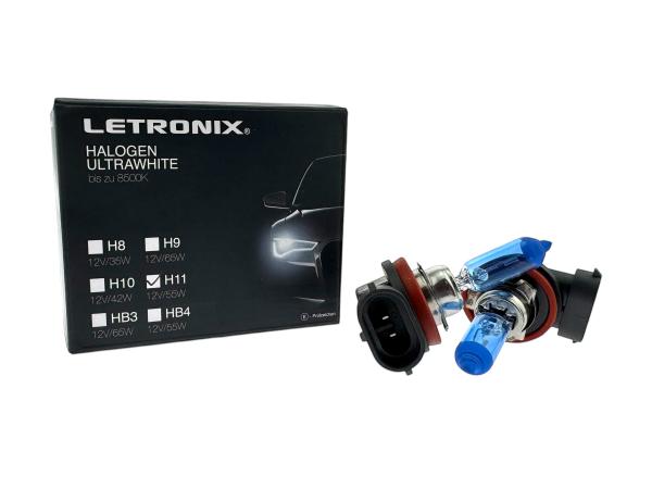 LETRONIX H11 12V 55W Halogen Leuchtmittel 8500K Xenon Gas Ultra White