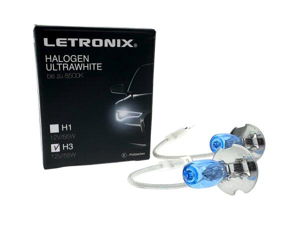 LETRONIX H3 12V 55W Halogen Leuchtmittel 8500K Xenon Gas Ultra White
