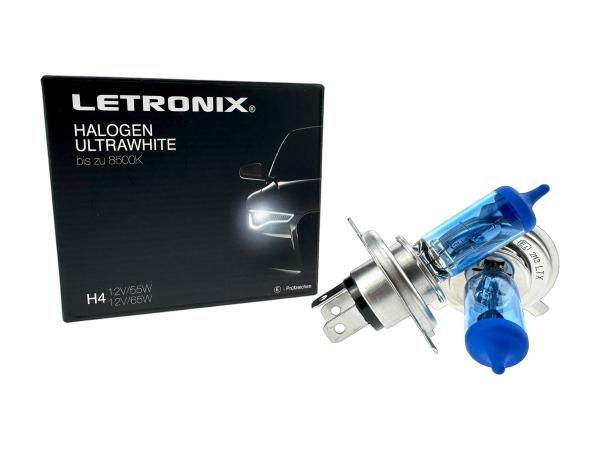 LETRONIX H4 12V 55/60W Halogen Leuchtmittel 8500K Xenon Gas Ultra White