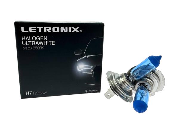 LETRONIX H7 12V 55W Halogen Leuchtmittel 8500K Xenon Gas Ultra White