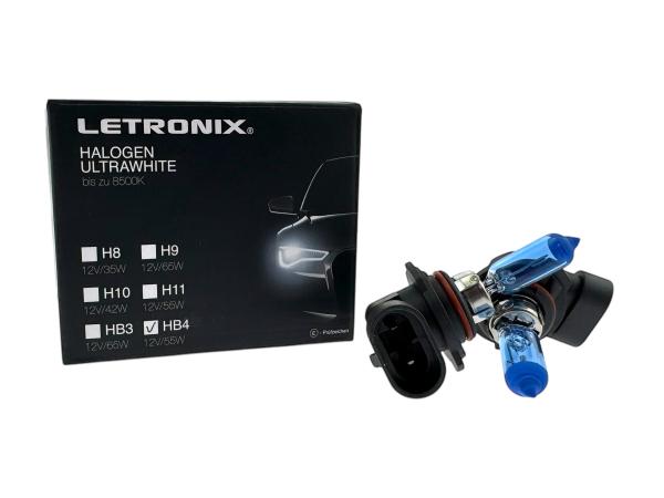 LETRONIX HB4 9006 12V 55W Halogen Leuchtmittel 8500K Xenon Gas Ultra White
