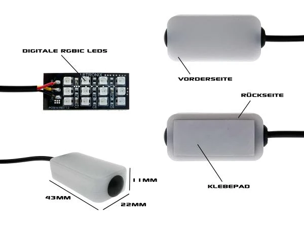 LETRONIX Modul Fußraumbeleuchtung 2 Meter für RGBIC Full LED Ambientebeleuchtung
