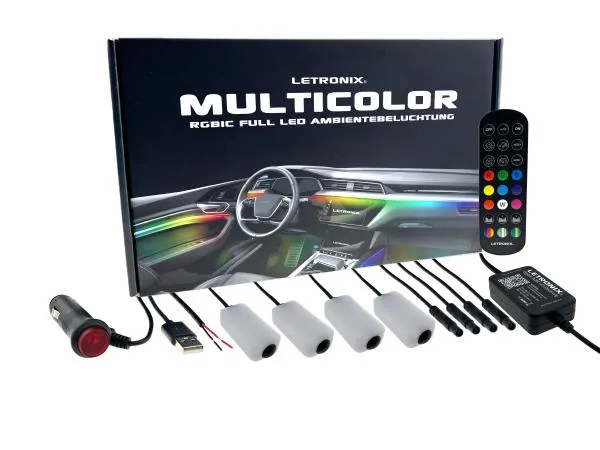 LETRONIX RGB Full LED Rainbow Fußraumbeleuchtung 4er Set RGBIC LED-Modul