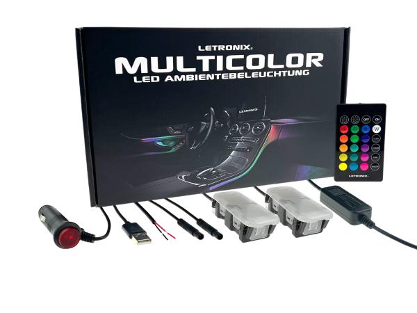 LETRONIX RGB LED Fußraumbeleuchtung V2 - 2er Set passend für Audi VW Seat Skoda
