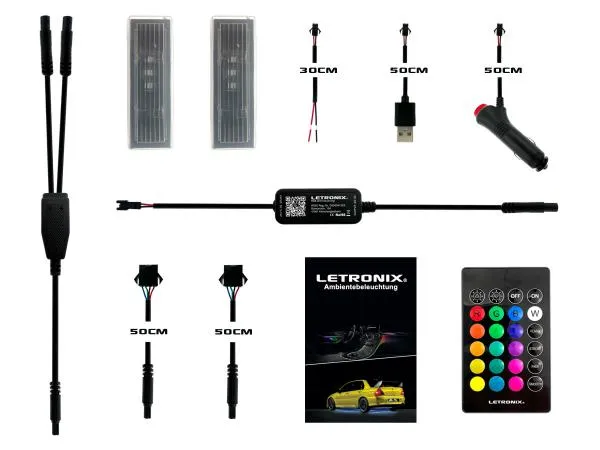 LETRONIX RGB LED Fußraumbeleuchtung Module 2er Set für BMW, für Mini und Range Rover