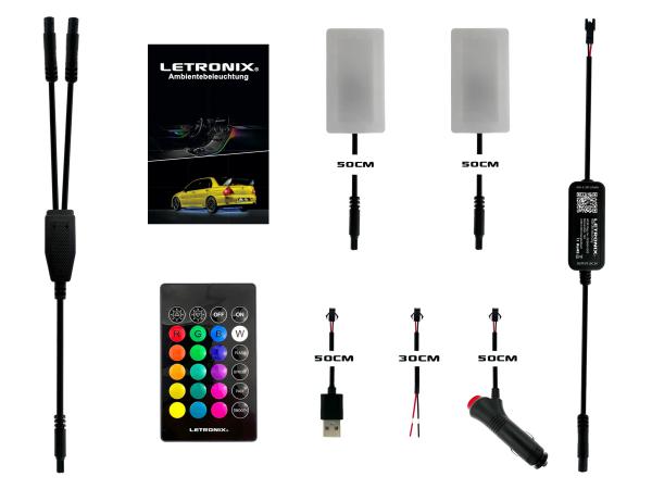 Preview: LETRONIX RGB LED Fußraumbeleuchtung Module 2er Set für Tesla für LED Ambientebeleuchtung
