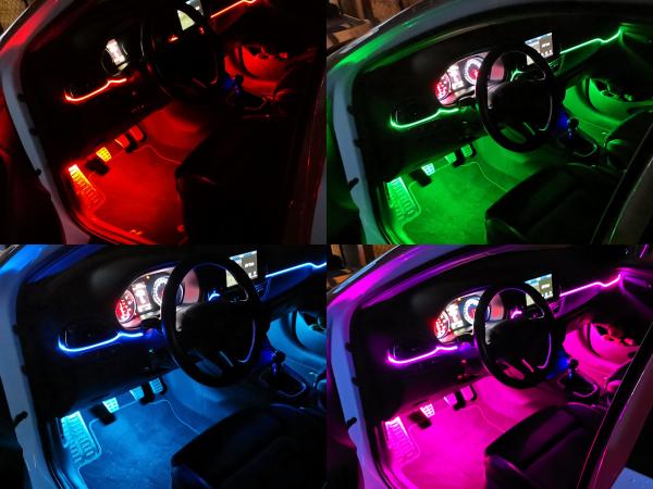 LETRONIX RGB LED Fußraumbeleuchtung Module 2er Set mit Bluetooth App Steuerung