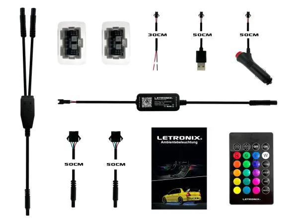 LETRONIX RGB LED Fußraumbeleuchtung V1 Module 2er Set für Audi und für Seat