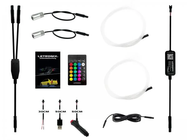 LETRONIX RGB LED Sternenhimmel 2er Set mit 110 Sternen/Fasern und App Steuerung