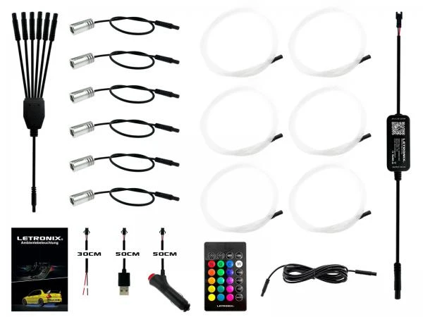 LETRONIX RGB LED Sternenhimmel 6er Set mit 330 Sternen/Fasern und App Steuerung