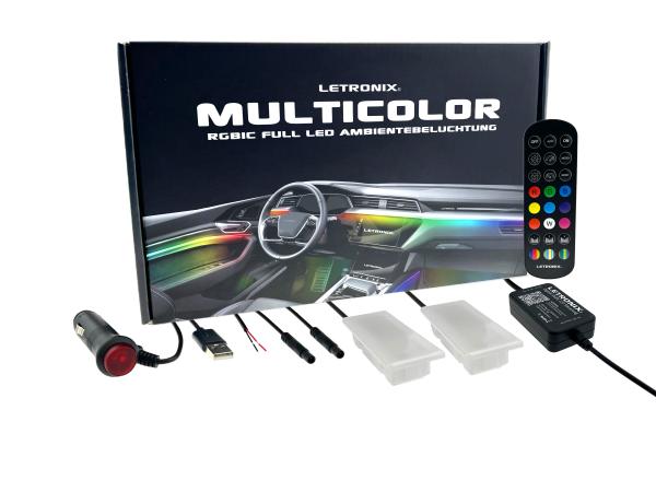 LETRONIX RGB RGBIC LED Rainbow Fußraumbeleuchtung Module 2er Set für Tesla