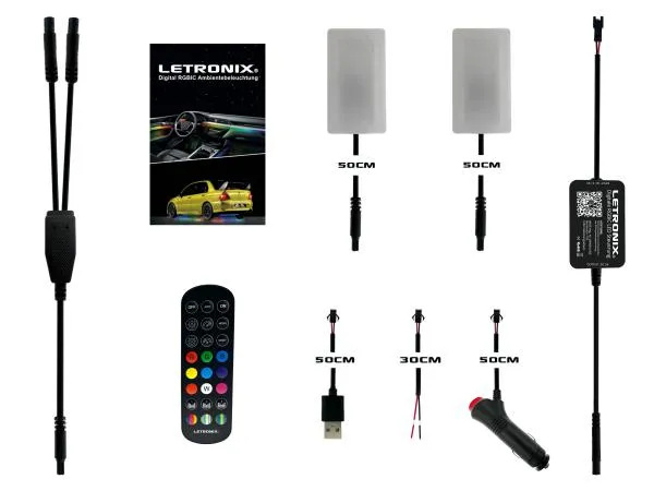 LETRONIX RGB RGBIC LED Rainbow Fußraumbeleuchtung Module 2er Set für Tesla