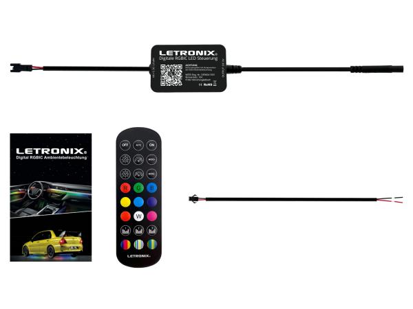 LETRONIX RGBIC LED Controller + Fernbedienung für RGBIC LED Ambientebeleuchtung