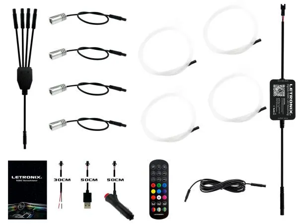 LETRONIX RGBIC Rainbow LED Sternenhimmel Funkeln 4er Set mit 220 Sternen/Fasern