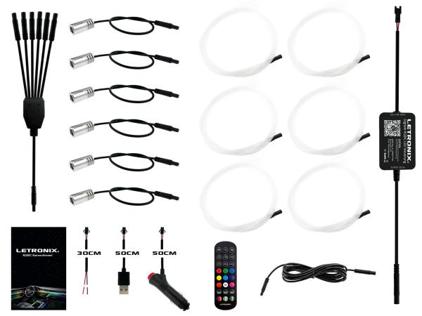 LETRONIX RGBIC Rainbow LED Sternenhimmel Funkeln 6er Set mit 330 Sternen/Fasern