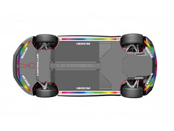 LETRONIX Rainbow RGB RGBIC LED Unterbodenbeleuchtung 2.0 2x (90cm+180cm+90cm)
