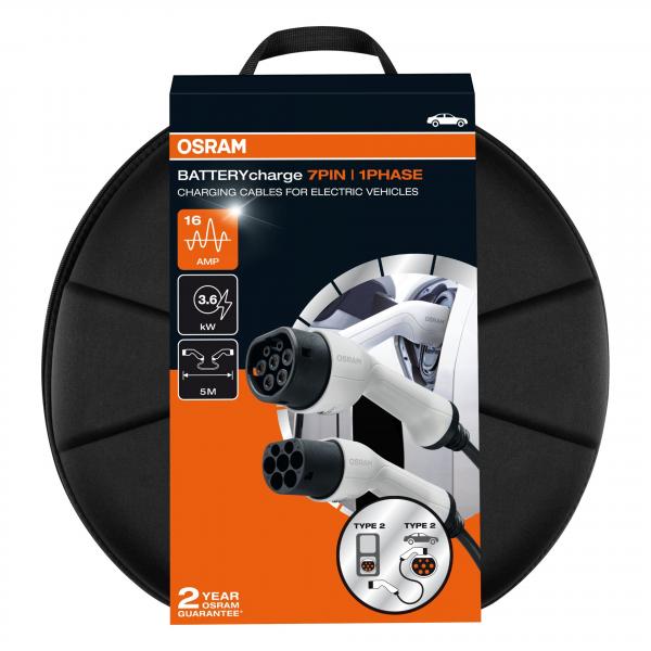 Preview: OSRAM BATTERYcharge 7PIN 1PHASE 16A Typ 2 Ladekabel 5 m Elektroauto - OCC21605
