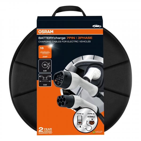Preview: OSRAM BATTERYcharge 7PIN 3PHASE 16A Typ 2 Ladekabel 5 m Elektroauto 11 kW - OCC21P05