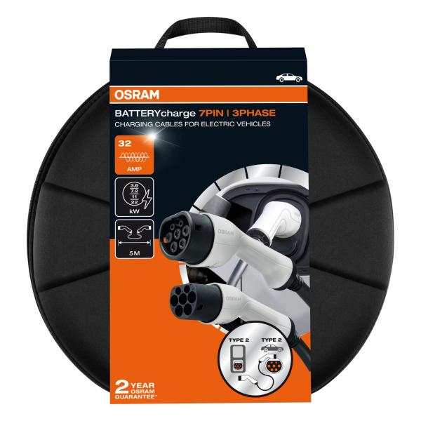 Preview: OSRAM BATTERYcharge 7PIN 3PHASE 32A Typ 2 Ladekabel 5 m Elektroauto 22 kW - OCC23P05