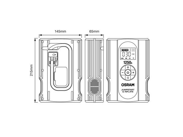 OSRAM BATTERYjumpstart 1250A Lithium Starthilfe Powerbank 16000 mAh USB-C - OJSTI030