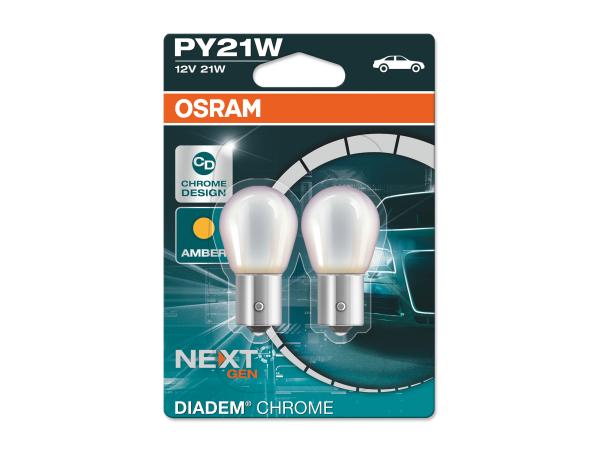 OSRAM Blinker DIADEM CHROME PY21W BAU15s Lampen Glühbirne E-Prüfzeichen