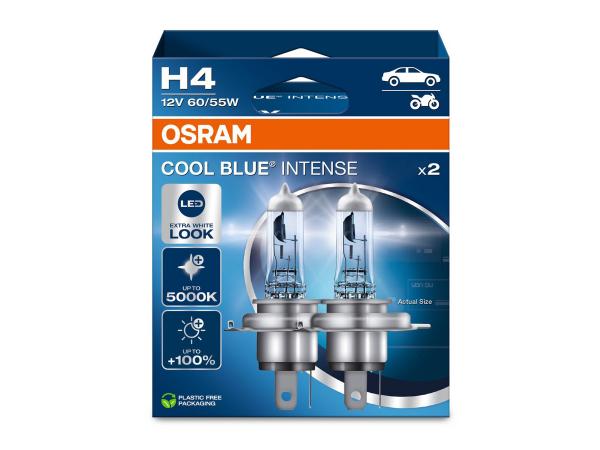 OSRAM Cool Blue Intense H4 12V 60/55W Halogen Leuchten Lampen DuoBox 64193CBN-2HB
