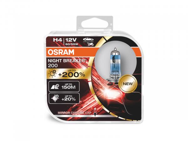 OSRAM H4 Night Breaker 200 12V +200% mehr Licht DuoBox 64193NB200-HCB