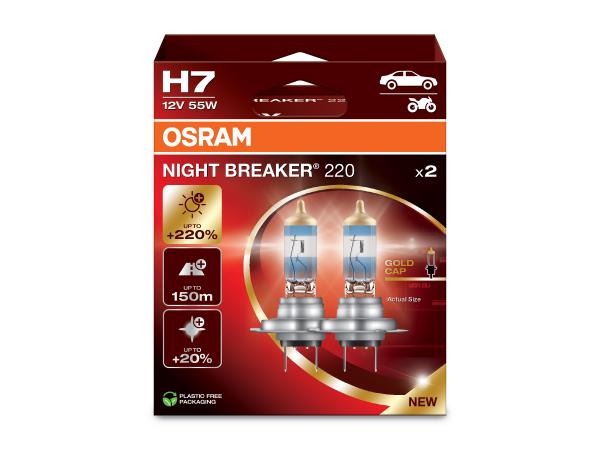 OSRAM H7 Night Breaker 220 Lampen 12V +220% mehr Licht DuoBox - 64210NB220-2HB